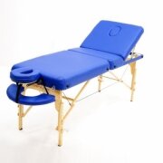 Массажный стол (15210) Comfort (MET Coinfy PROFESSIONAL 03) 3-секц, DELUXE PU (кожзам Premium), дерево, синий